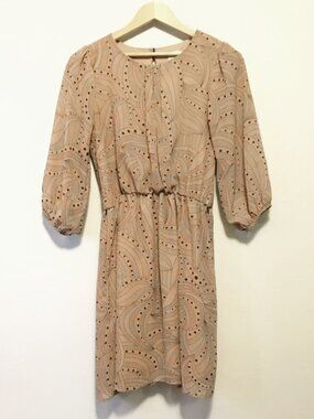 Retro 70s Psychedelic Paisley Peasant Sleeve Dress